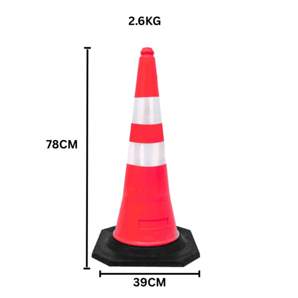 Heavy Duty Traffic Road Safety Cone With Reflective Sticker And Rubber Base CO101 - Image 2