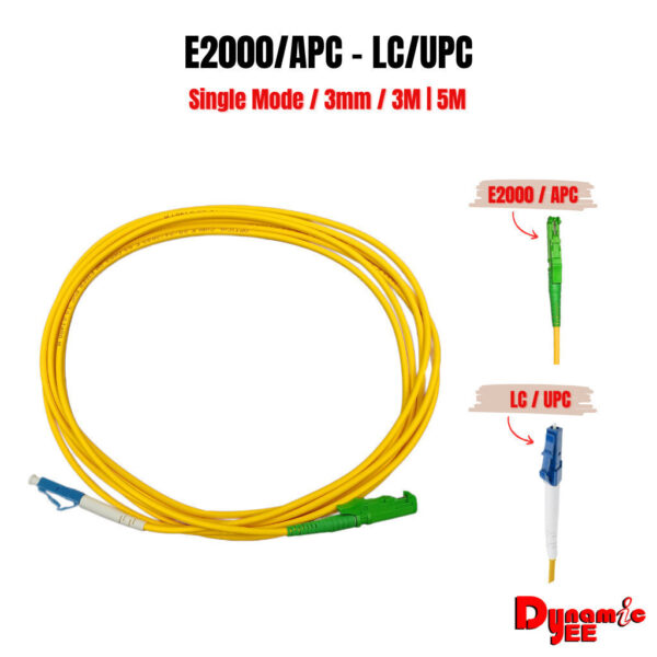 E2K/APC - LC/UPC Simplex Single mode 3.0 Yellow Patch Cord (3m ,5m,) PC502 - Image 2