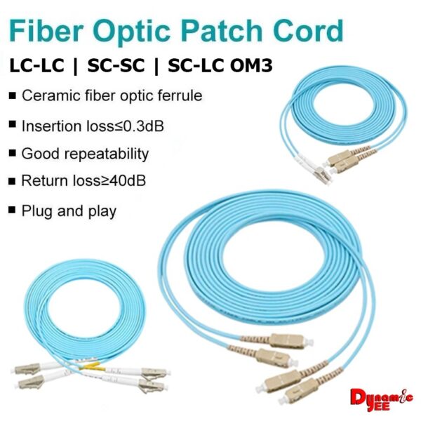 OM3 DUPLEX Multimode Fiber Patch Cord Cable LC/UPC-LC/UPC 2.0mm AQUA (1|2|3|5|10M) PCM101 - Image 2