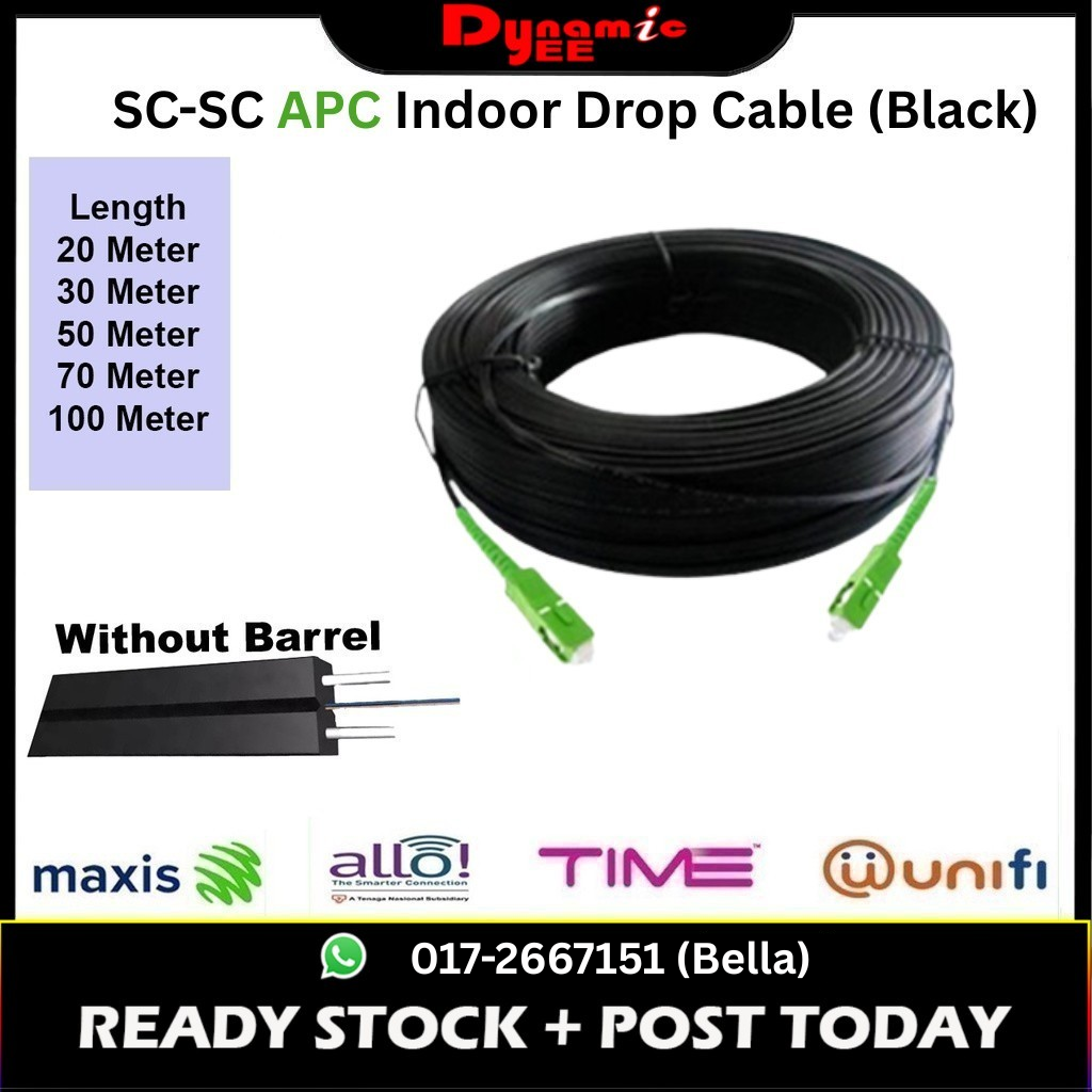 Pre-Connectorized UG BLACK SC/APC-SC/APC Single Mode UG Drop Fiber Optic Patch Cord INDOOR PR304