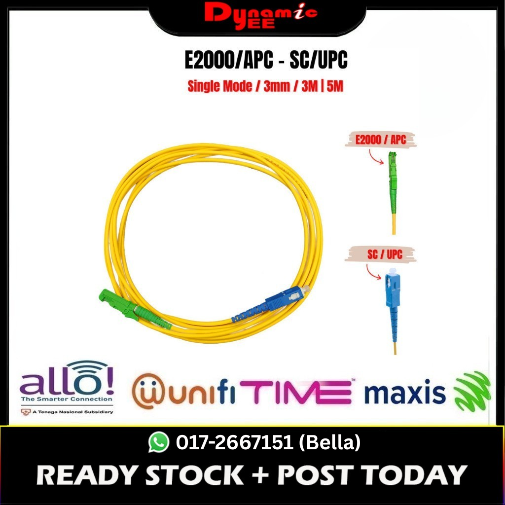 E2K/APC - SC/UPC Simplex Single mode 3.0 Yellow Patch Cord (3m ,5m) PC502