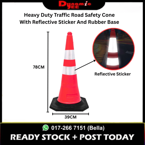 Heavy Duty Traffic Road Safety Cone With Reflective Sticker And Rubber Base CO101