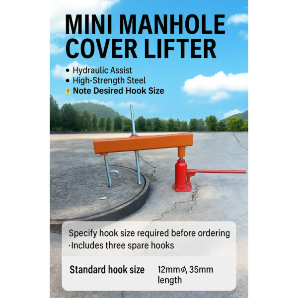 MANHOLE KEY LIGHT-DUTY HYDRAULIC JACK 3 TON TOOL FOR MANHOLE COVERS MH601 - Image 2