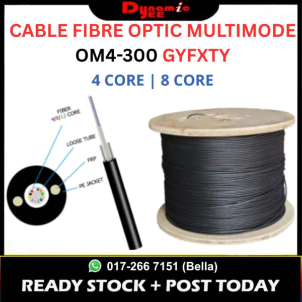 FIBER OPTIC MULTIMODE OM4 GYFXTY 4 | 8 CORE | OUTDOOR FIBER OPTIC CABLE 2200M (PER METER) OFC801