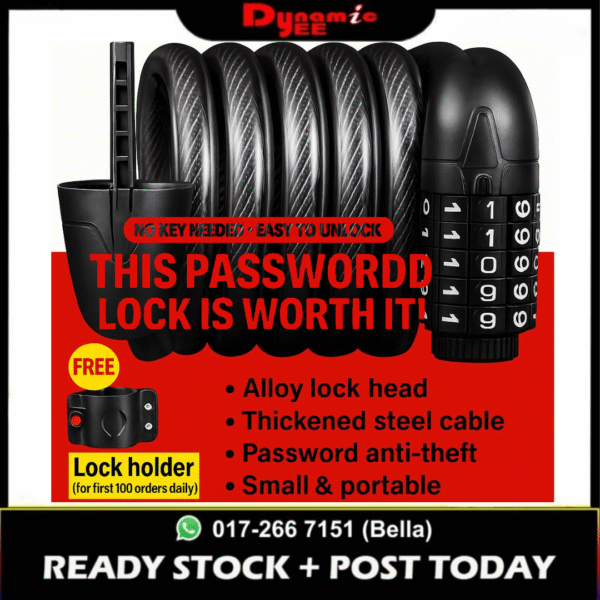 Bicycle Coded Wire Lock Anti-theft  Key Lock And Five Digit Lock Anti-shear Safety Cable Chain Lock - BIKE302