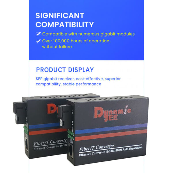 DEE 20KM MEGABIT SINGLE MODE FIBER MEDIA CONVERTER FIBER OPTICAL TRANSCEIVER MS-03-A & GS-03-B 1 PAIR CON103 - Image 2