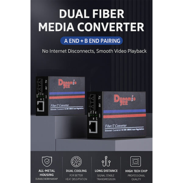 DEE 20KM GIGABIT SINGLE MODE DUPLEX FIBER MEDIA CONVERTER FIBER OPTICAL TRANSCEIVER MS-20-A & GS-20-B 1 PAIR CON303 - Image 3