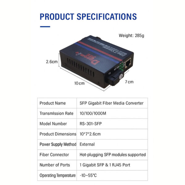 DEE 20KM GIGABIT SINGLE MODE FIBER MEDIA CONVERTER FIBER OPTICAL TRANSCEIVER MS-03-A & GS-03-B 1 PAIR CON104 - Image 6