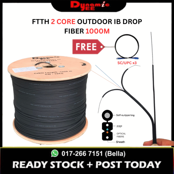 FTTH 2 Core Outdoor IB Drop Fiber Cable 1000m (FRP)GJYXFCH-2B6a2 G657A2 IB201