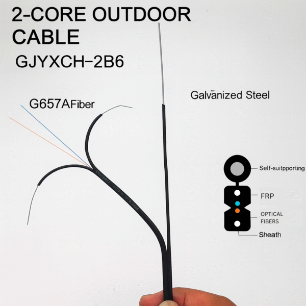 FTTH 2 Core Outdoor IB Drop Fiber Cable 1000m (FRP)GJYXFCH-2B6a2 G657A2 IB201 - Image 4