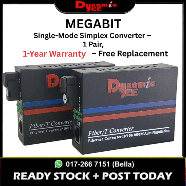DEE 20KM MEGABIT SINGLE MODE FIBER MEDIA CONVERTER FIBER OPTICAL TRANSCEIVER MS-03-A & GS-03-B 1 PAIR CON103