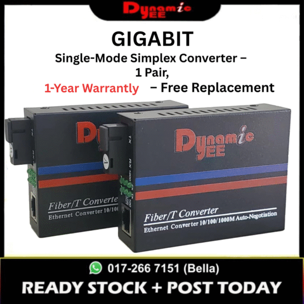 DEE 20KM GIGABIT SINGLE MODE FIBER MEDIA CONVERTER FIBER OPTICAL TRANSCEIVER MS-03-A & GS-03-B 1 PAIR CON104