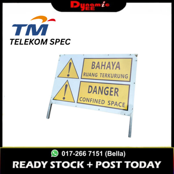 TM SAFETY SIGNAGE TELEKOM SIGNBOARD 'CONFINED SPACE'(NORMAL REFLECTIVE) TMSB101