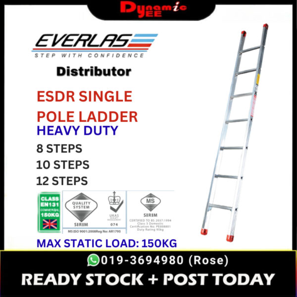 EVERLAS ESDR HEAVY DUTY SINGLE POLE LADDER ES08DR | ES10DR | ES12DR - LD902