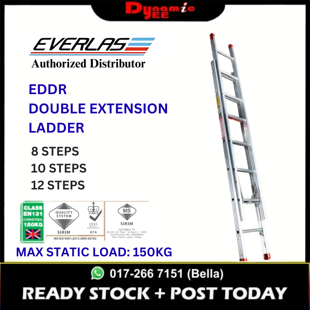 EVERLAS HEAVY DUTY DOUBLE EXTENSION LADDER ED8DR | ED10DR | ED12DR - LD903