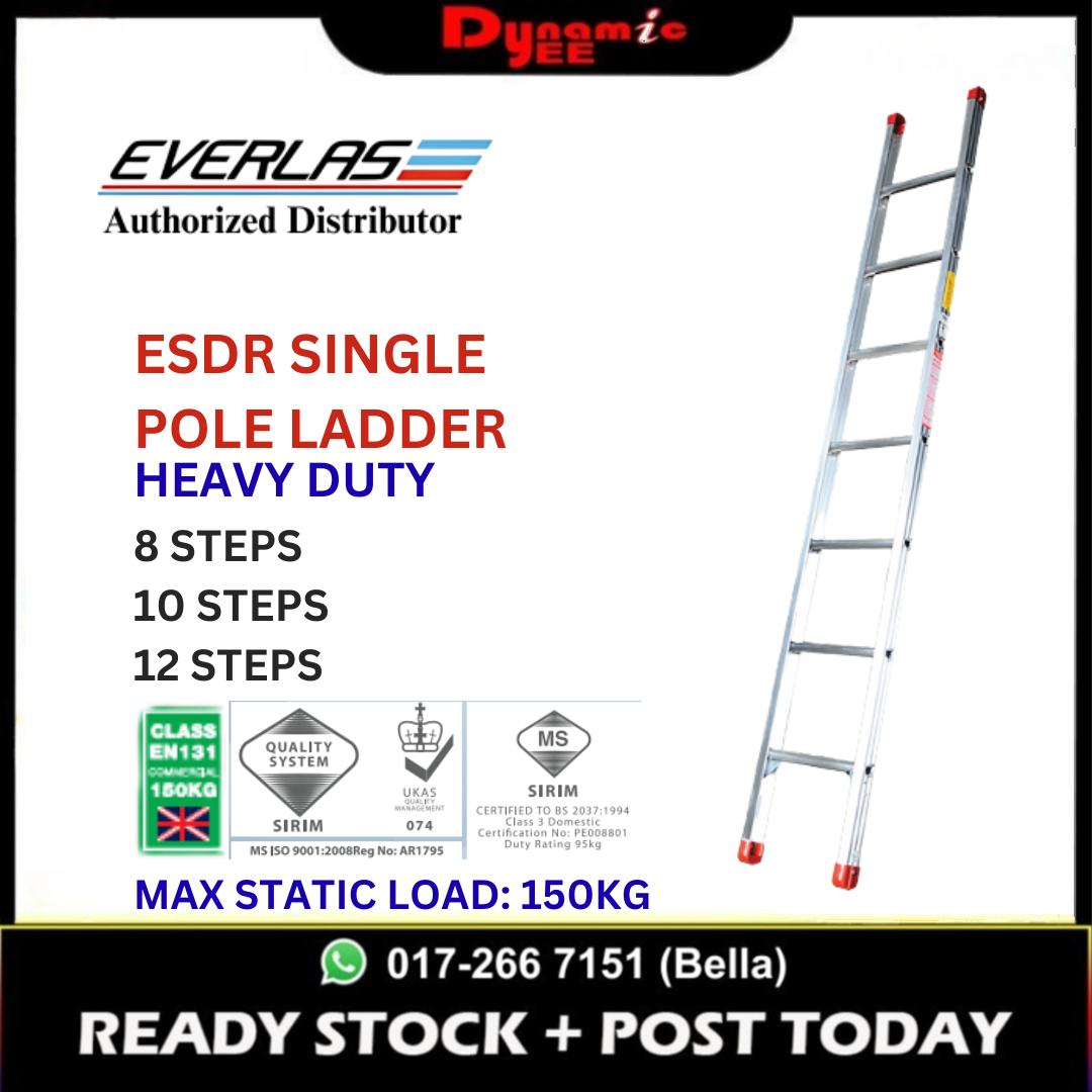 EVERLAS ESDR HEAVY DUTY SINGLE POLE LADDER ES08DR | ES10DR | ES12DR - LD902