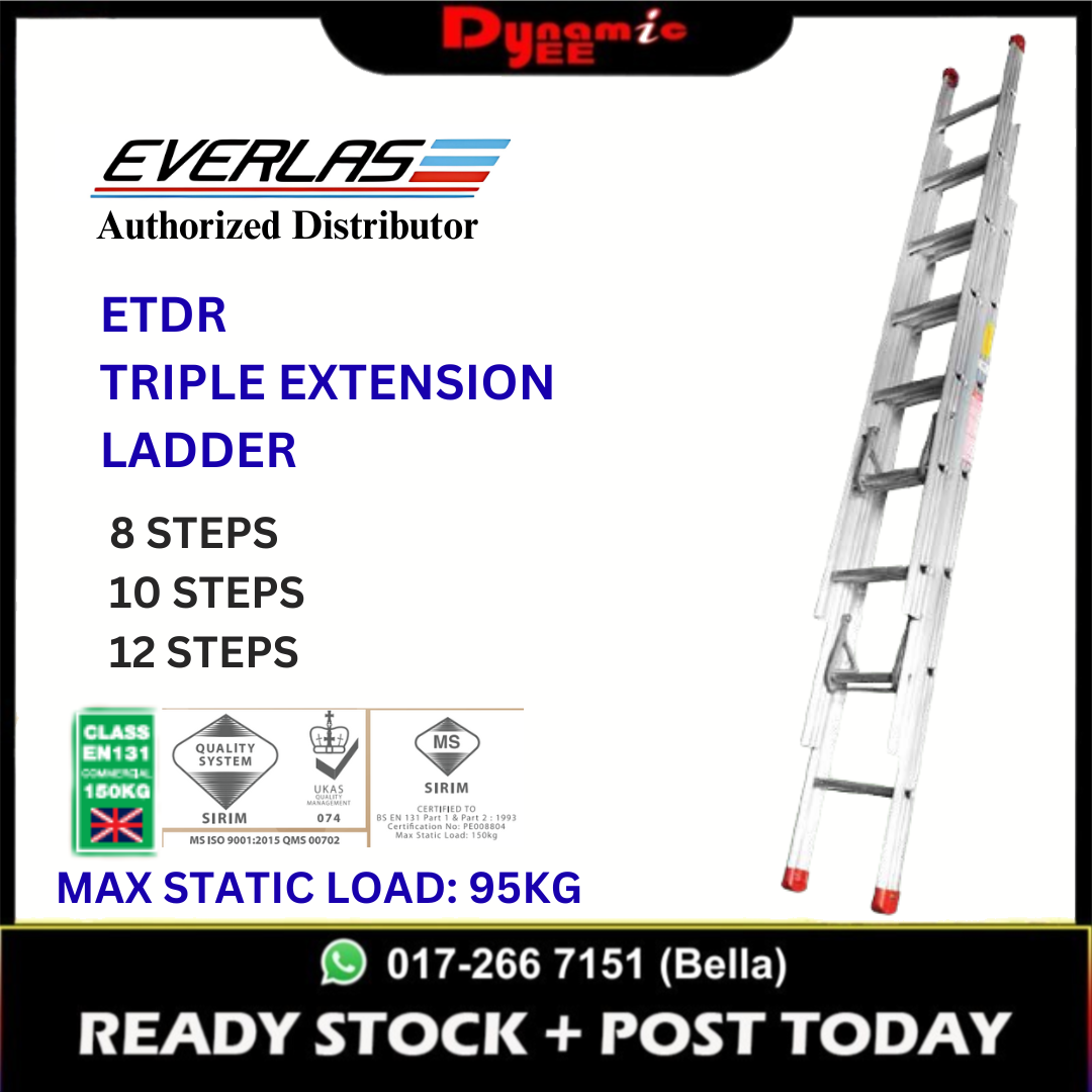 EVERLAS HEAVY DUTY TRIPLE EXTENSION LADDER ET08DR| ET10DR | ET12DR - LD904