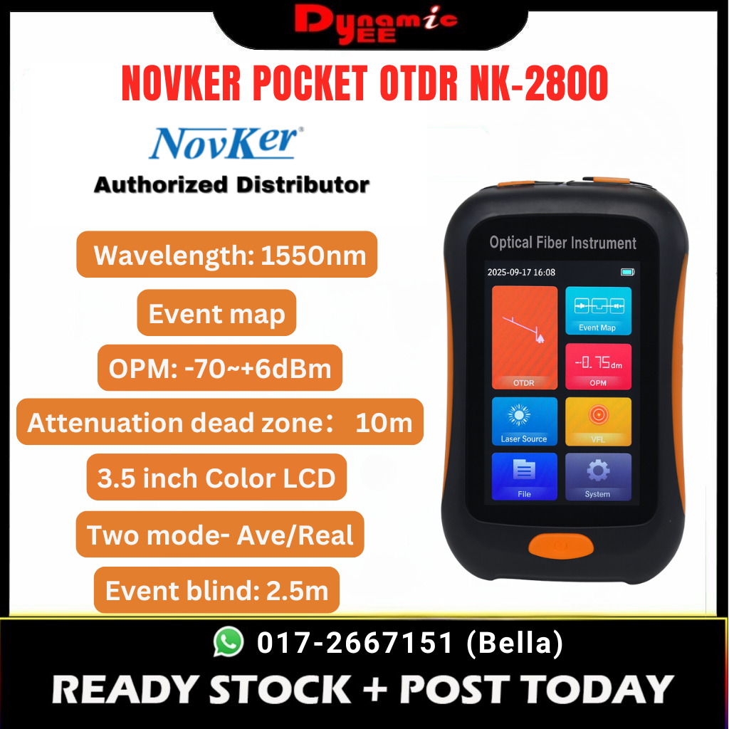 Novker Pocket OTDR NK-2800 Mini Fiber Tester 1550nm 80km | VFL + OPM + OLS | Event Map OT031