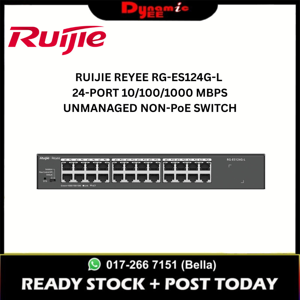 RUIJIE REYEE RG-ES124G-L 24-PORT 10/100/1000 MBPS UNMANAGED NON-PoE SWITCH RE101