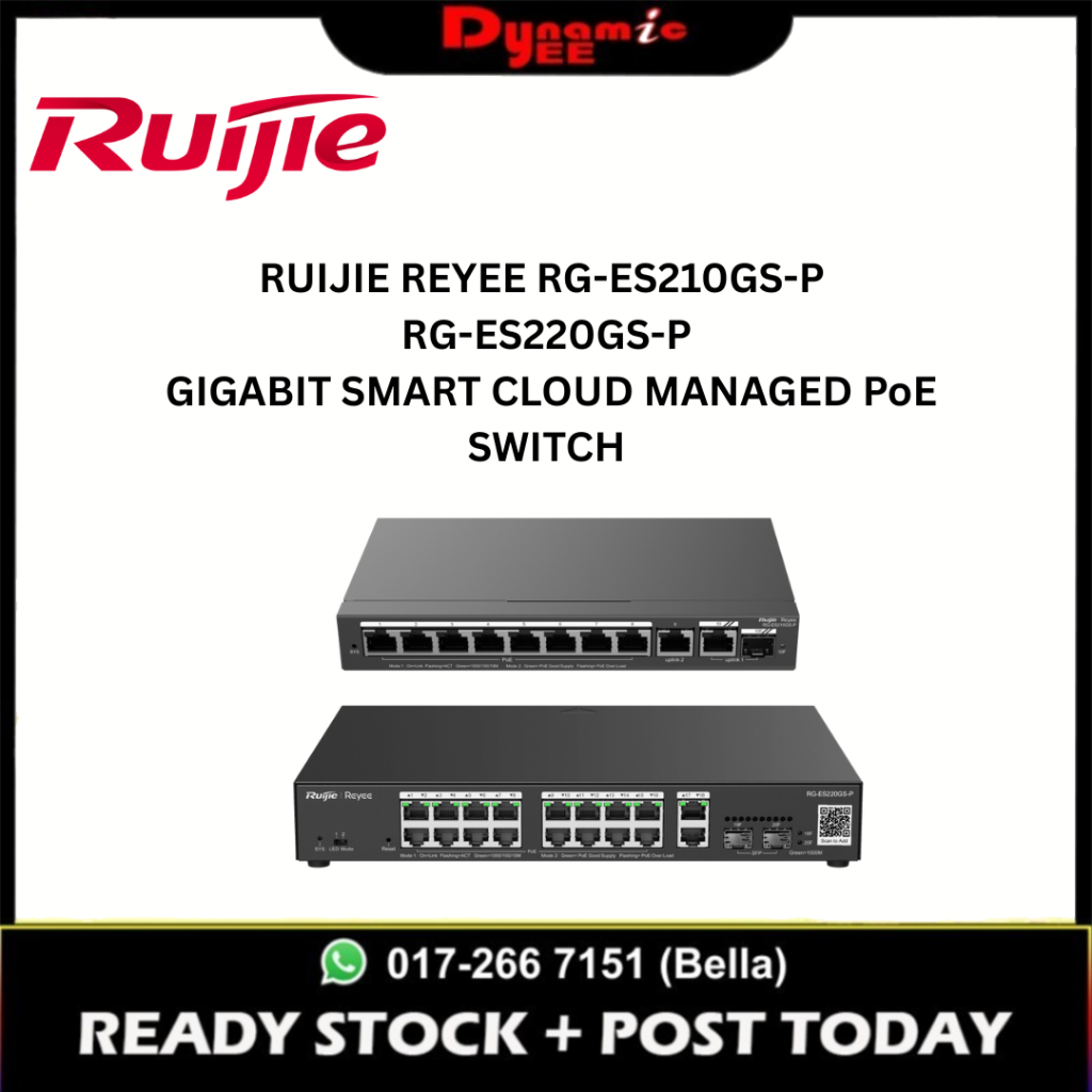 RUIJIE REYEE GIGABIT SMART CLOUD MANAGED PoE SWITCH | RG-ES210GS-P | RG-ES220GS-P RE101