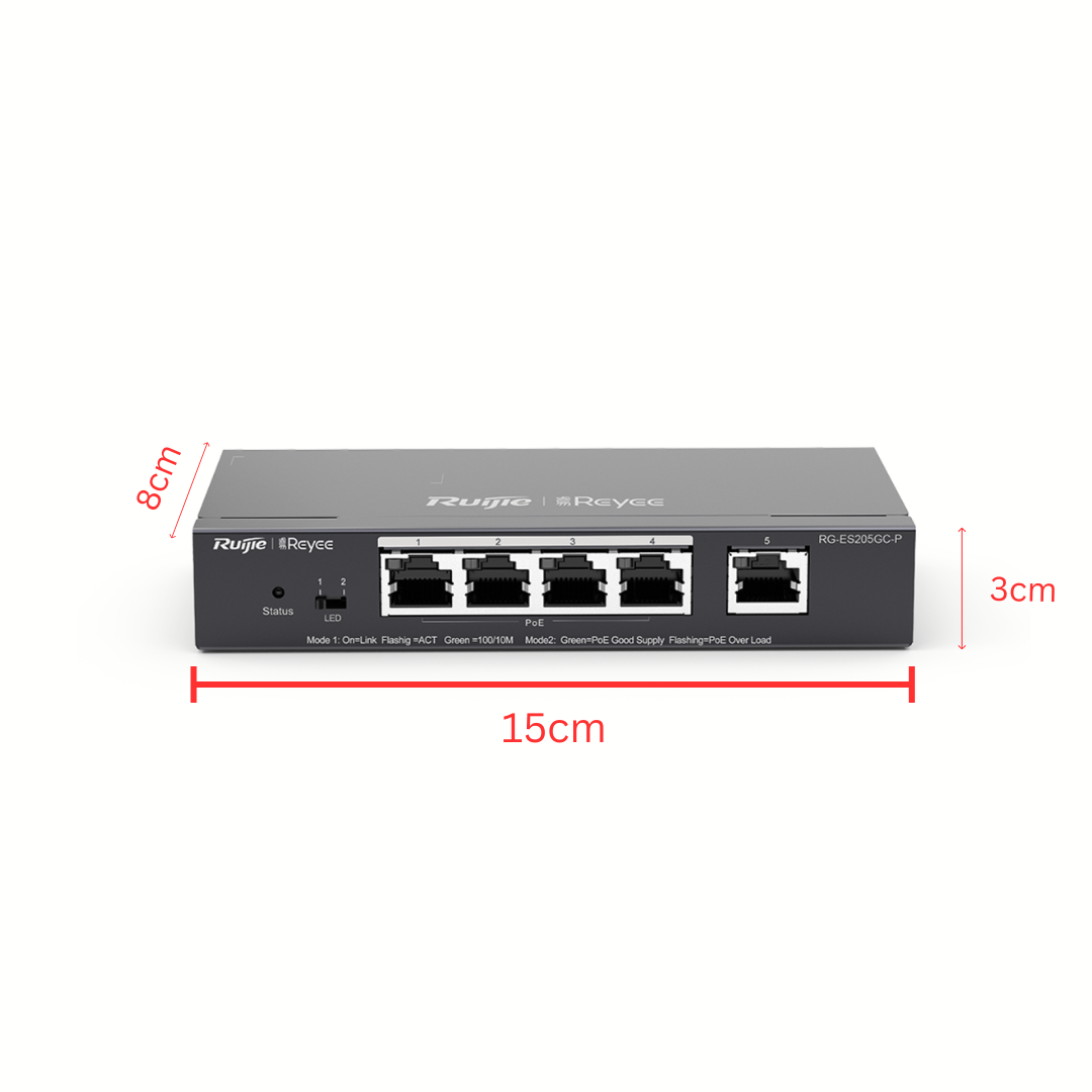 RUIJIE REYEE RG-ES205GC-P NETWORK 5-PORT GIGABIT SMART CLOUD MANAGED PoE SWITCH RE101 - Image 2