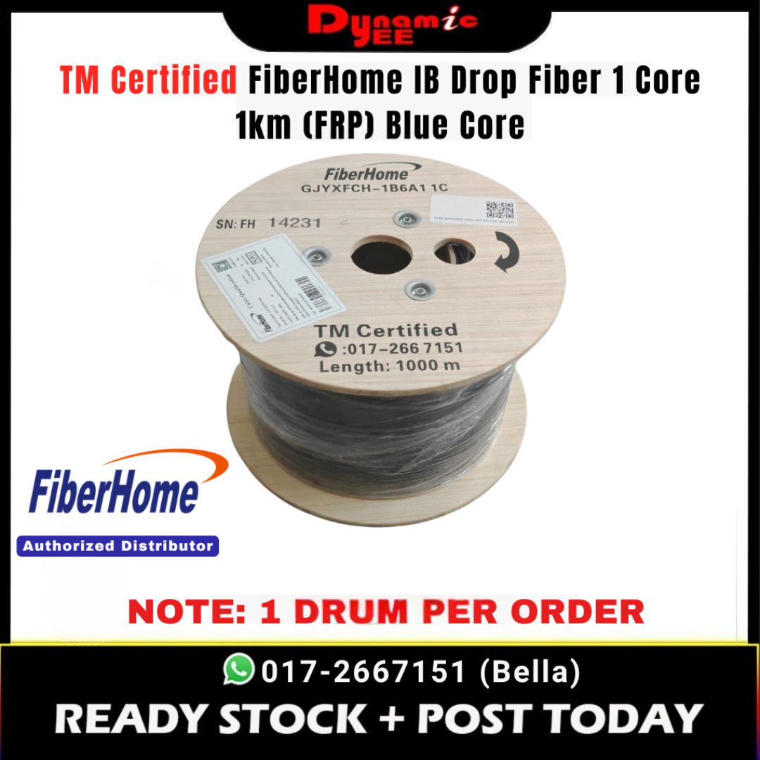 TM Certified FiberHome IB Drop Fiber 1Core 1KM (FRP) Blue Core GJYXFCH-1B6a1 G657A1 IB804