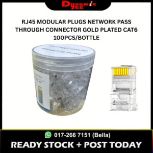 RJ45 MODULAR PLUGS NETWORK PASS THROUGH CONNECTOR GOLD PLATED CAT6 100PCS/BOTTLE RJ202