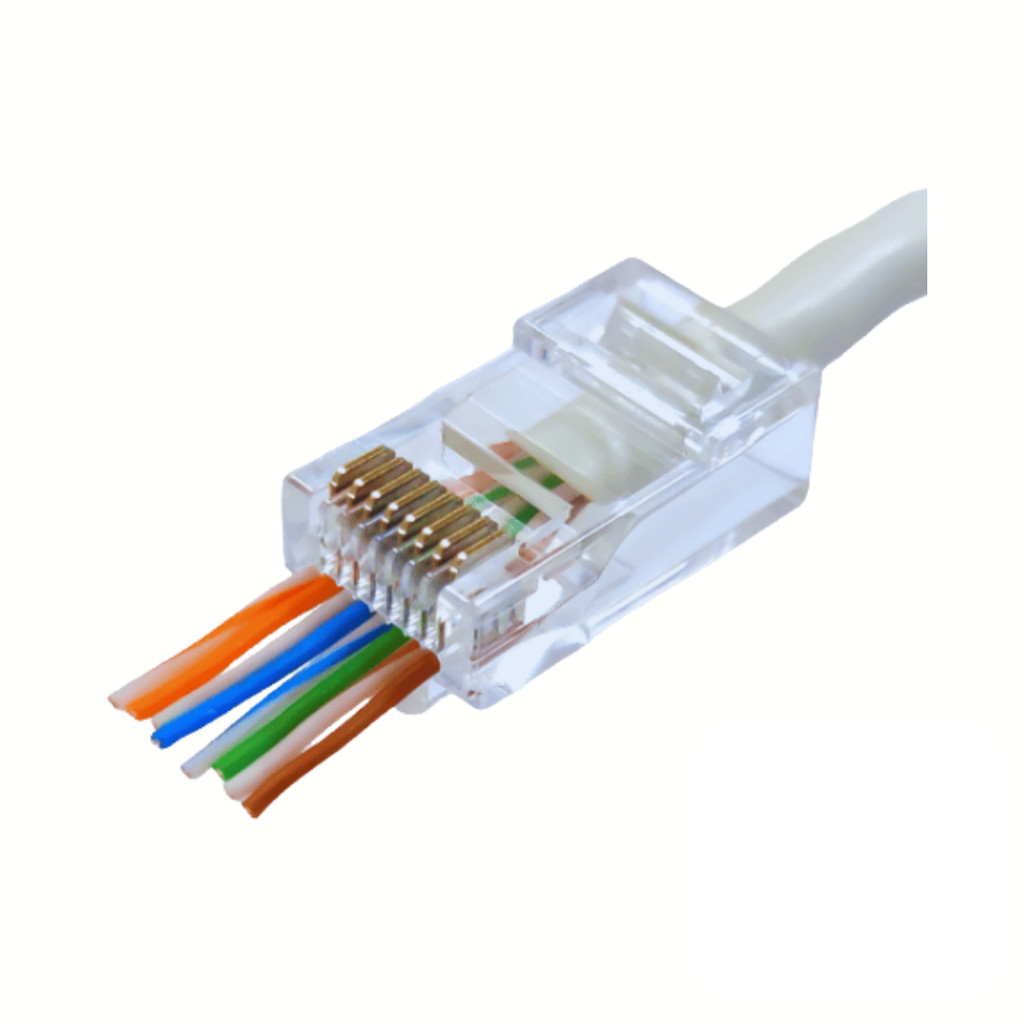 RJ45 MODULAR PLUGS NETWORK PASS THROUGH CONNECTOR GOLD PLATED CAT6 100PCS/BOTTLE RJ202 - Image 2