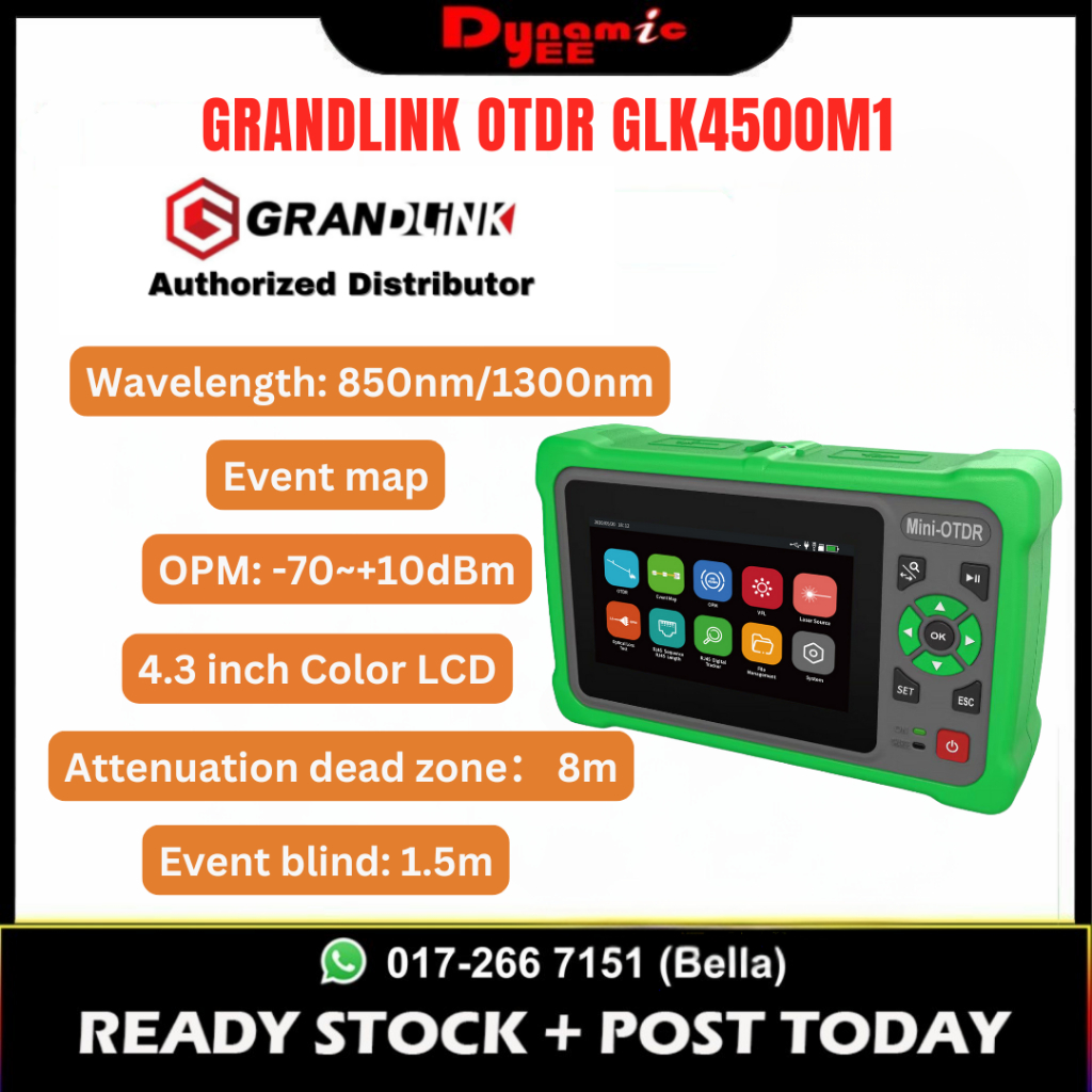 GRANDLINK OTDR GLK4500M1-Multimode-Wavelength: 850/1300nm±20nm Dynamic Range:22dB/24dB SC/UPC OT040