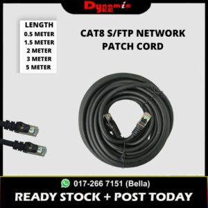 NETWORK CABLE PATCH CORD, Shielded Foiled Twisted Pair, CAT 8 ROUND CABLE, BLACK 0.5,1,1.5,2,3,5 METER NCP301