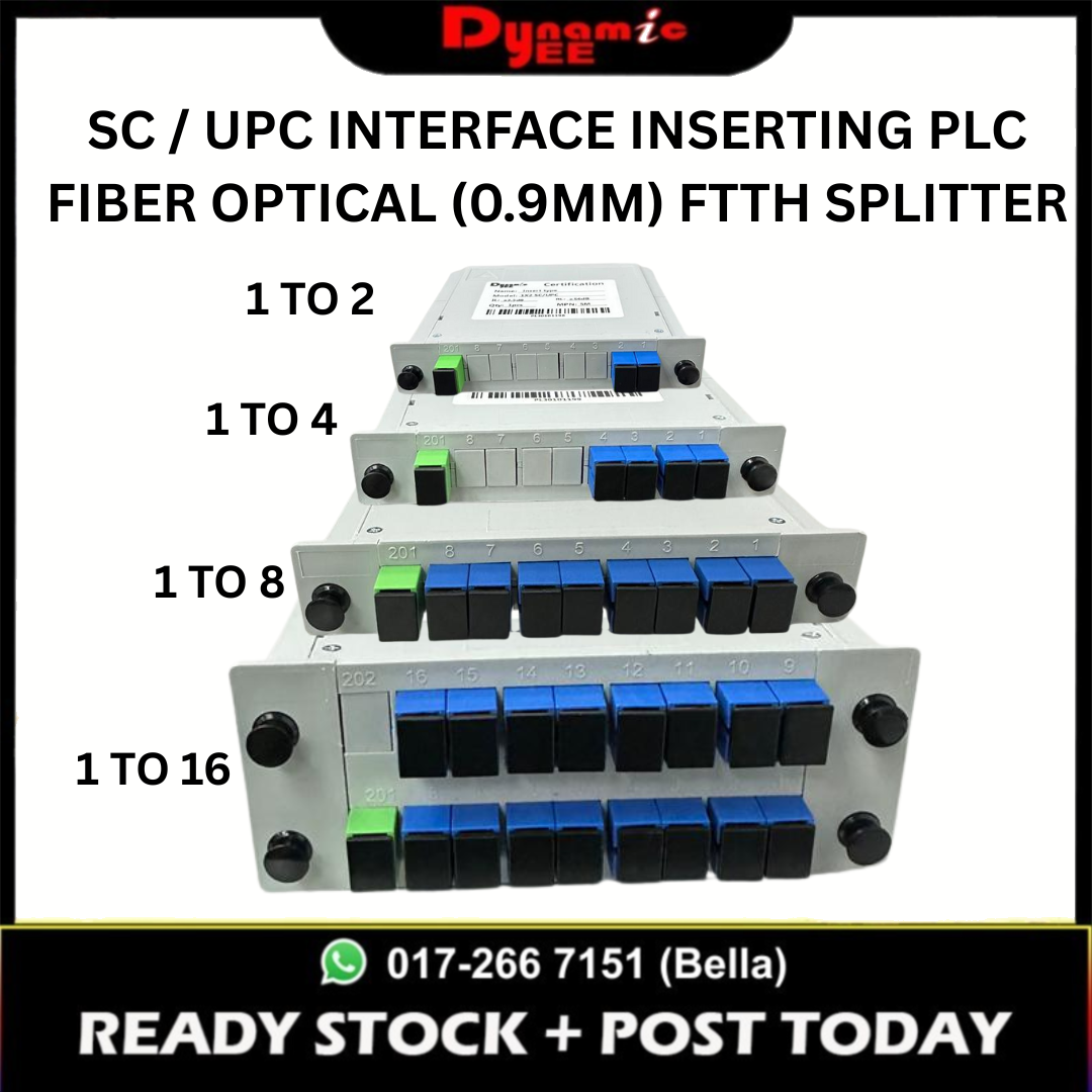 1 TO 2 | 1 TO 4 | 1 TO 8 | 1 TO 16 SC / UPC INTERFACE INSERTING PLC FIBER OPTICAL (0.9MM) FTTH SPLITTER PL301