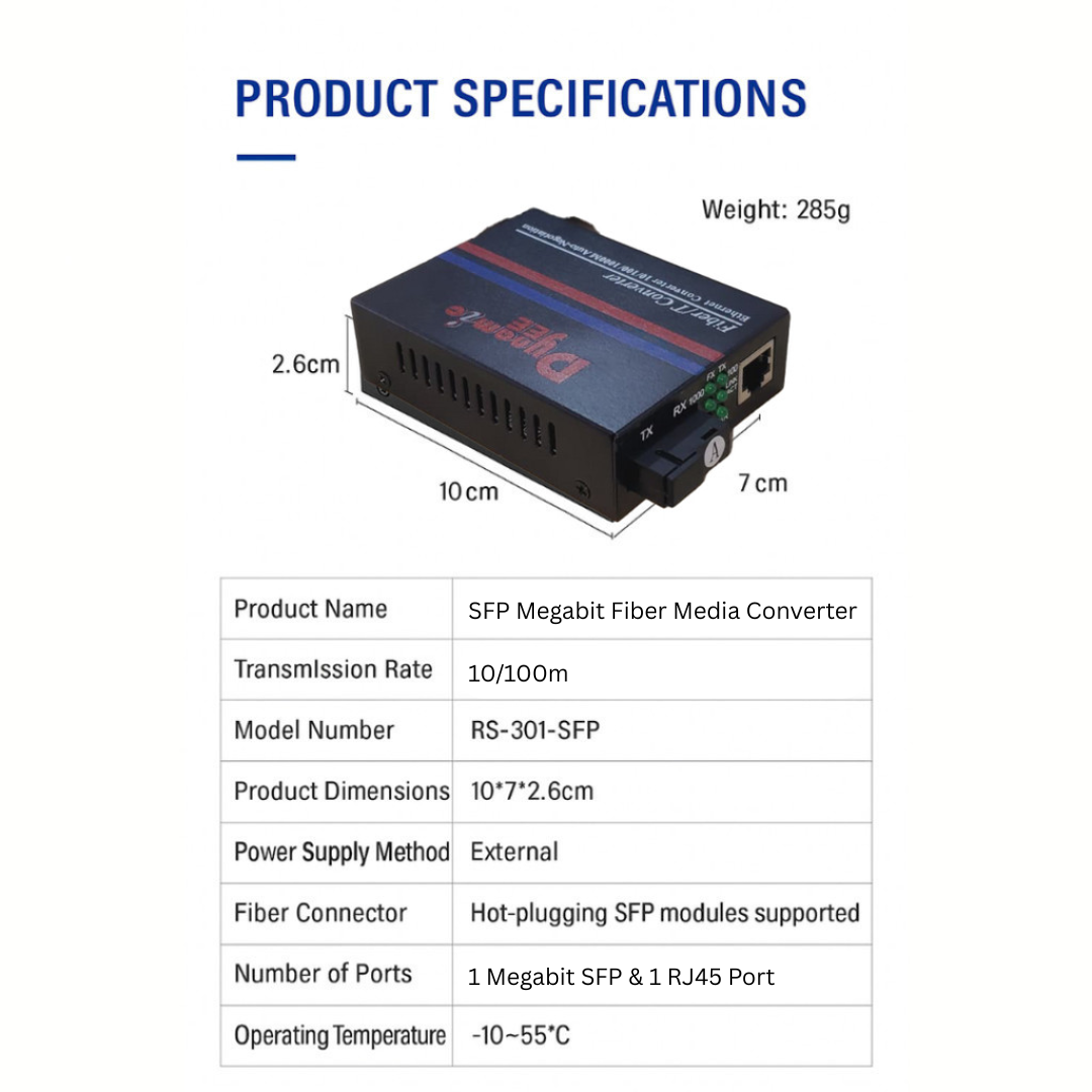 DEE 20KM MEGABIT SINGLE MODE FIBER MEDIA CONVERTER FIBER OPTICAL TRANSCEIVER MS-03-A & GS-03-B 1 PAIR CON103 - Image 8