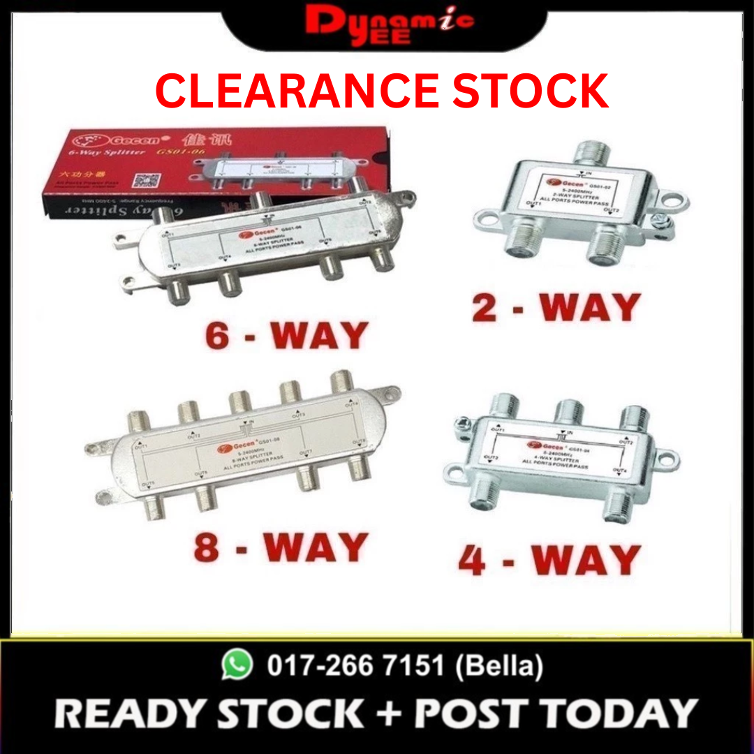 Gecen ( 2, 4, 6, 8 ) way splitter 5-2400Mhz GS01-02, 04, 06, 08 TVSP101 | TVSP201 | TVSP301 | TVSP401