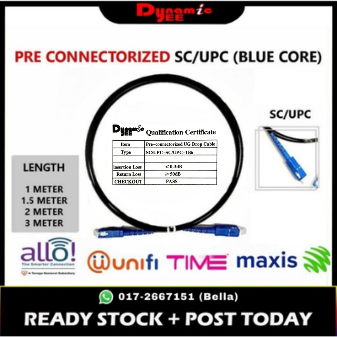 Pre Connectorized FTTH UG Drop Fiber Single Mode Indoor SC/UPC - SC/UPC PR101