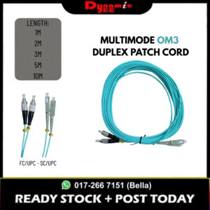 OM3 DUPLEX Multimode Fiber Patch Cord Cable FC/UPC-SC/UPC 2.0mm AQUA (1|2|3|5|10M) PCM101