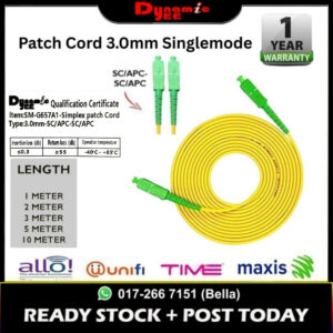 Patch Cord Single Mode SC/APC-SC/APC Simplex 3.0mm PC301