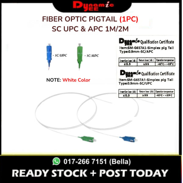 Fiber Optic Pigtail 0.9mm SC/UPC & SC/APC (1 meter, 2 meter) PT101