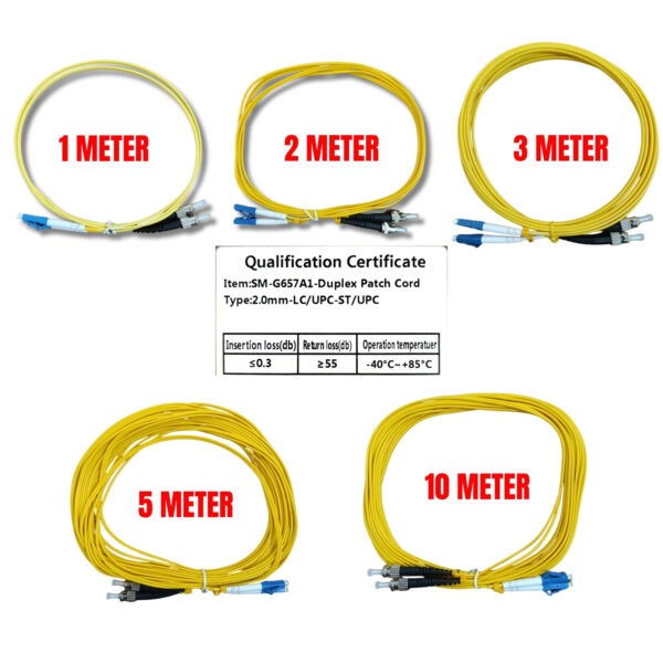 LC-ST Duplex Single Mode Optical Fiber Patch Cord Cable 2.0 - 1m 2m 3m ...