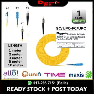 Patch Cord Single Mode SC/UPC-FC/UPC Simplex 2.0mm PC501