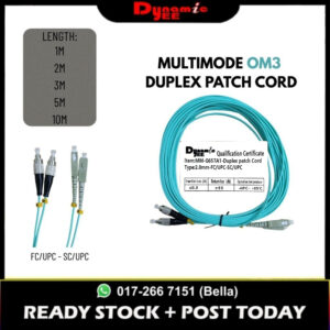 OM3 DUPLEX Multimode Fiber Patch Cord Cable FC/UPC-SC/UPC 2.0mm AQUA (1|2|3|5|10M) PCM101