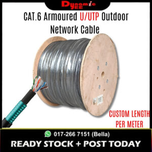 CAT.6 Outdoor Armoured U/UTP LAN Cable, 22AWG, 4 Pairs, Full Copper, TIA/EIA-568B Standard, Model HSYVPY-53, PER METER TCP101
