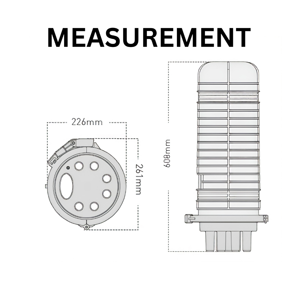 FIBERHOME 144 CORE DOME-BASE FIBER OPTIC CLOSURE | MAXIMUM 288F | IP68 | HEAT-SHRINK SEALING FJ501 - Image 5