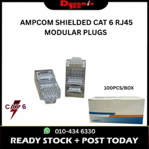 AMPCOM SHIELDED RJ45 MODULAR PLUGS NETWORK CONNECTOR GOLD PLATED CAT6 100PCS/BOX RJ204