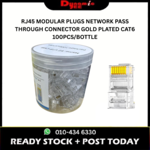 RJ45 MODULAR PLUGS NETWORK PASS THROUGH CONNECTOR GOLD PLATED CAT6 100PCS/BOTTLE RJ202