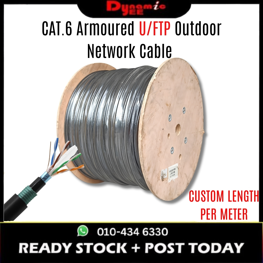 CAT.6 Armoured U/FTP LAN Cable, 22AWG, 4 Pairs, Full Copper, TIA/EIA-568B Standard, Model HSYVPY-53, PER METER TCP102