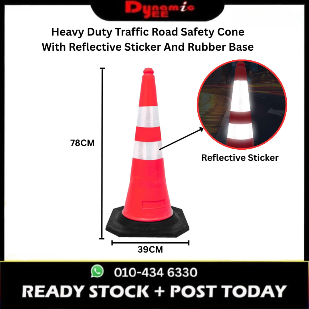 Heavy Duty Traffic Road Safety Cone With Reflective Sticker And Rubber Base CO101
