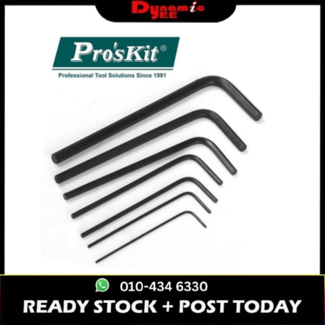 PRO'SKIT Miniature L Shaped Hex Key Set (0.7,0.9,1.3,1.5,2,2,5,3mm) 8PK-022