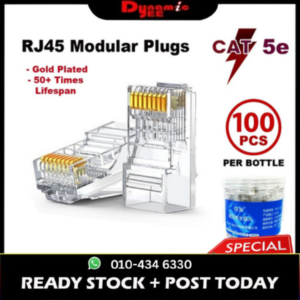RJ45 Modular Plugs Network Connector Gold Plated For CAT5E 100pcs/Bottle RJ101