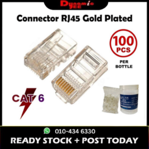 RJ45 Network Connector Modular Plug Gold Plated For CAT6 100pcs/Bottle RJ201