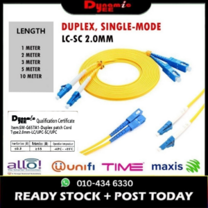 Patch Cord Single Mode LC/UPC - SC/UPC Duplex 2.0mm PC801